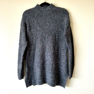 NwOT Small Gray Mock Neck Cotton Acrylic Knit Sweater Winter Fall Oversized